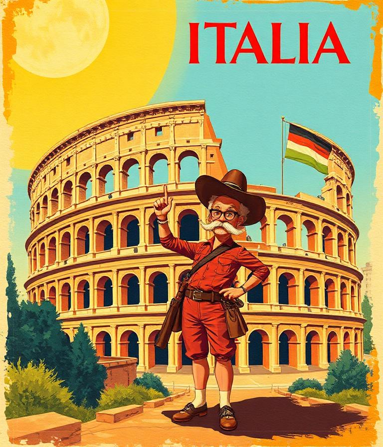 Il Colosseo: Standing heroically before the Roman Colosseum.